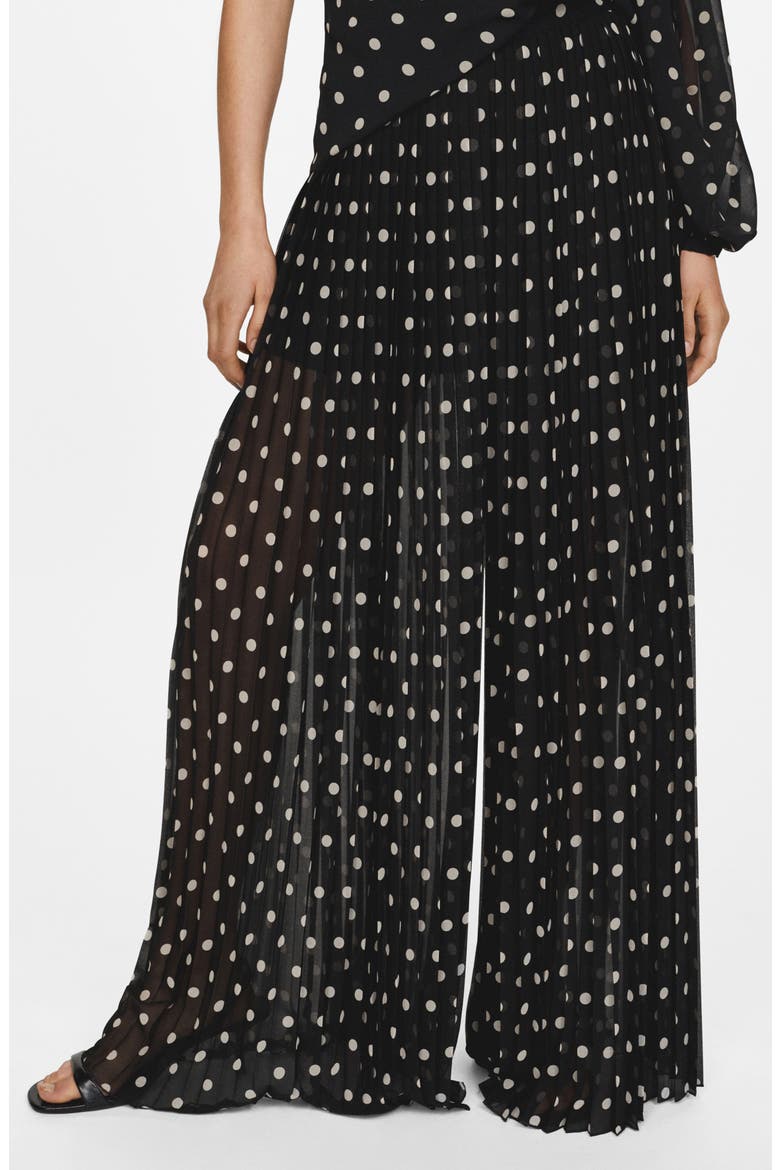 Adela Polka Dot Pleated Chiffon Palazzo Pants, Main, color, BLACK