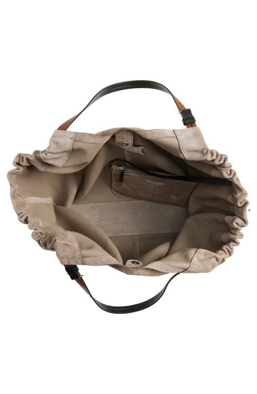 Maison Margiela Drawstring Suede Tote In Brown