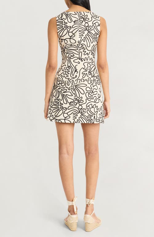 THE GOOD JOURNEY THE GOOD JOURNEY SQUIGGLE PRINT SQUARE NECK LINEN BLEND MINIDRESS 