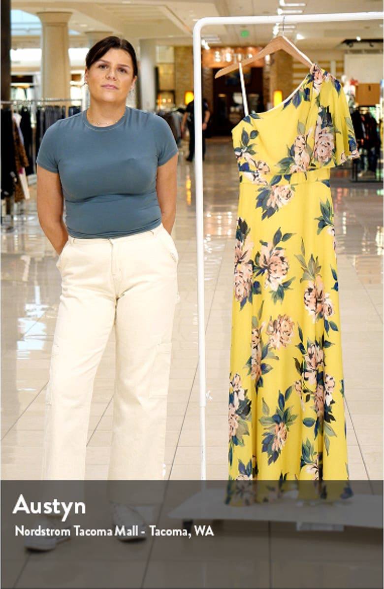 One-Shoulder Flutter Sleeve Maxi Dress, sales video thumbnail