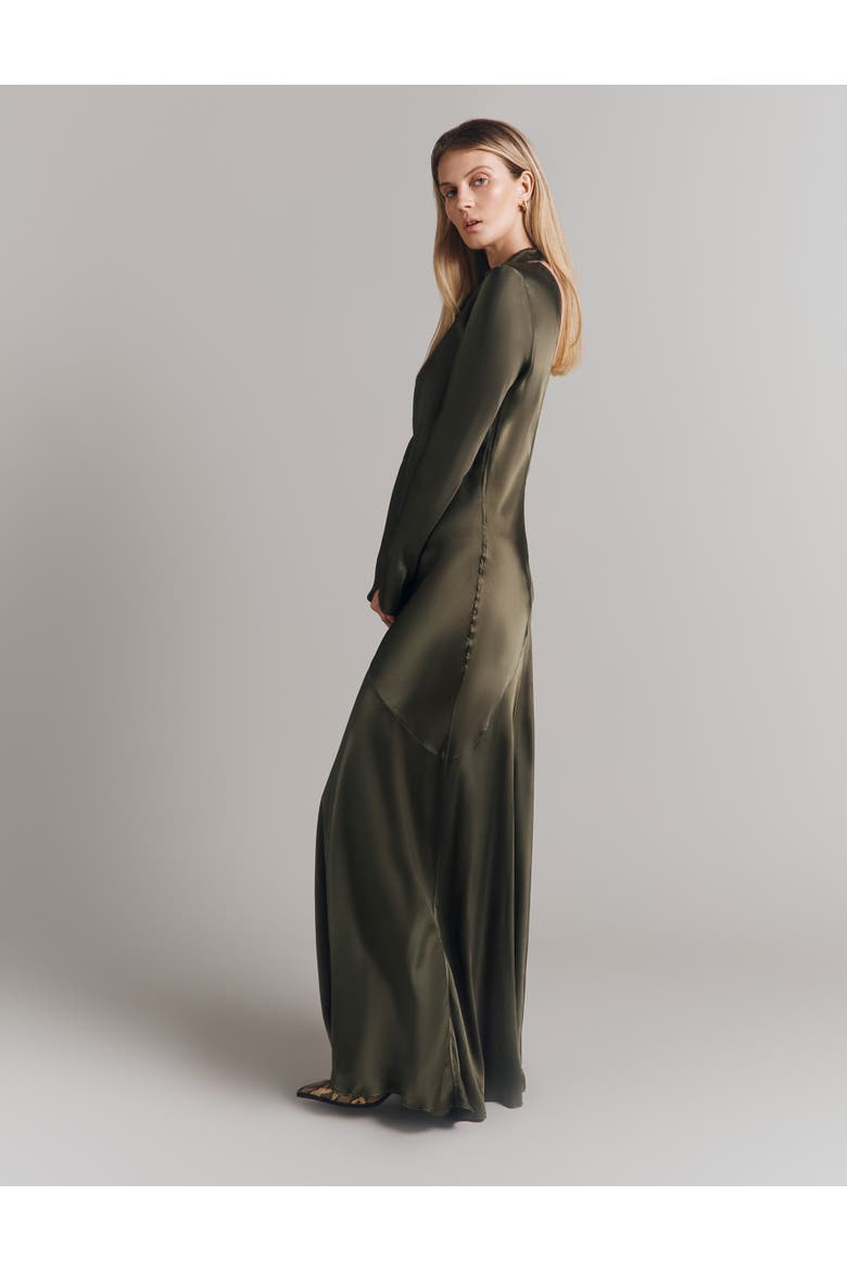 Rayna Satin Maxi Dress, Alternate, color, Dark Green