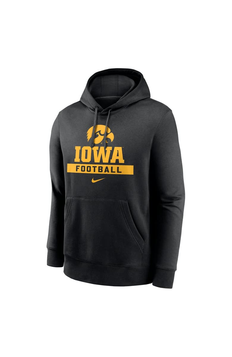 Nike Men's Nike Black Iowa Hawkeyes Football Stack Club Fleece Pullover Hoodie, Alternate, color, 