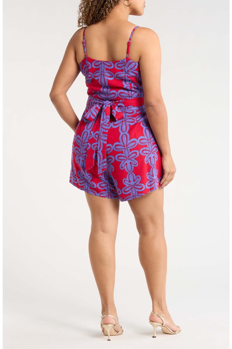 Rory Abstract Kirsten Tie Romper Curve, Alternate, color, CHERRY-MUL
