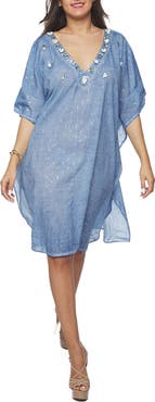 RANEES Beaded Cotton Poncho