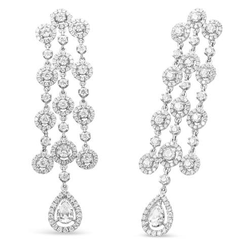 18K White Gold 4 3/4 Cttw Diamond Waterfall Dangle Earrings
