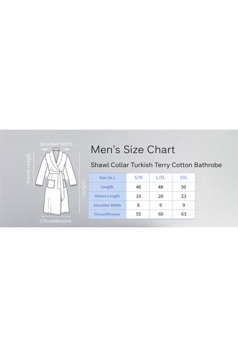 Shawl Collar Turkish Terry Cotton Bathrobe for Men, Alternate, color, Azul
