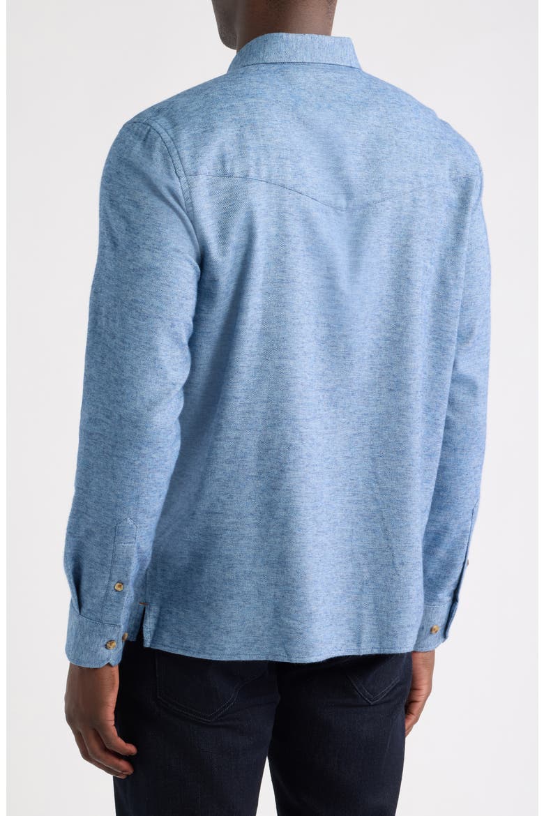Heathered Cotton Button-Up Shirt, Alternate, color, BLUE