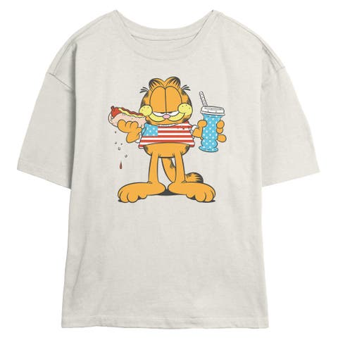 Junior's American Hot Dog Love Cat Short Sleeve Skimmer T-shirt