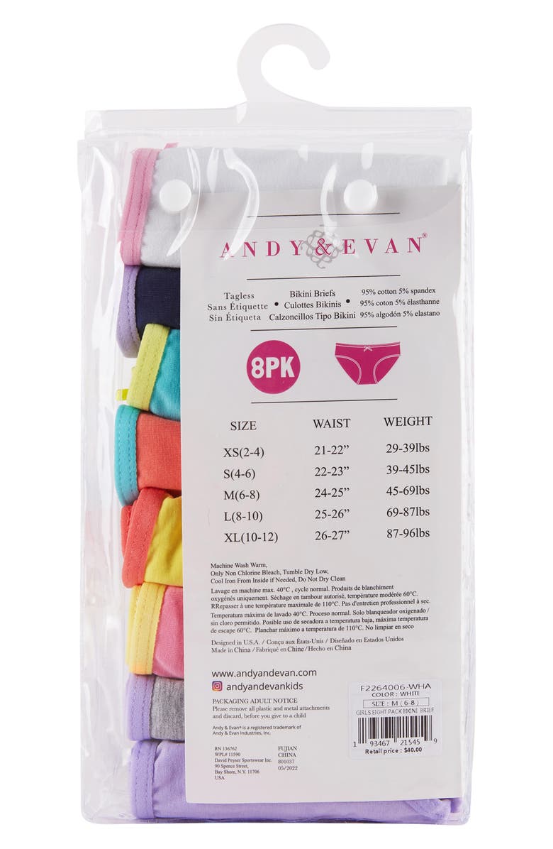 Andy & Evan Kids' Bikini Briefs - Pack of 8, Alternate, color, Wha