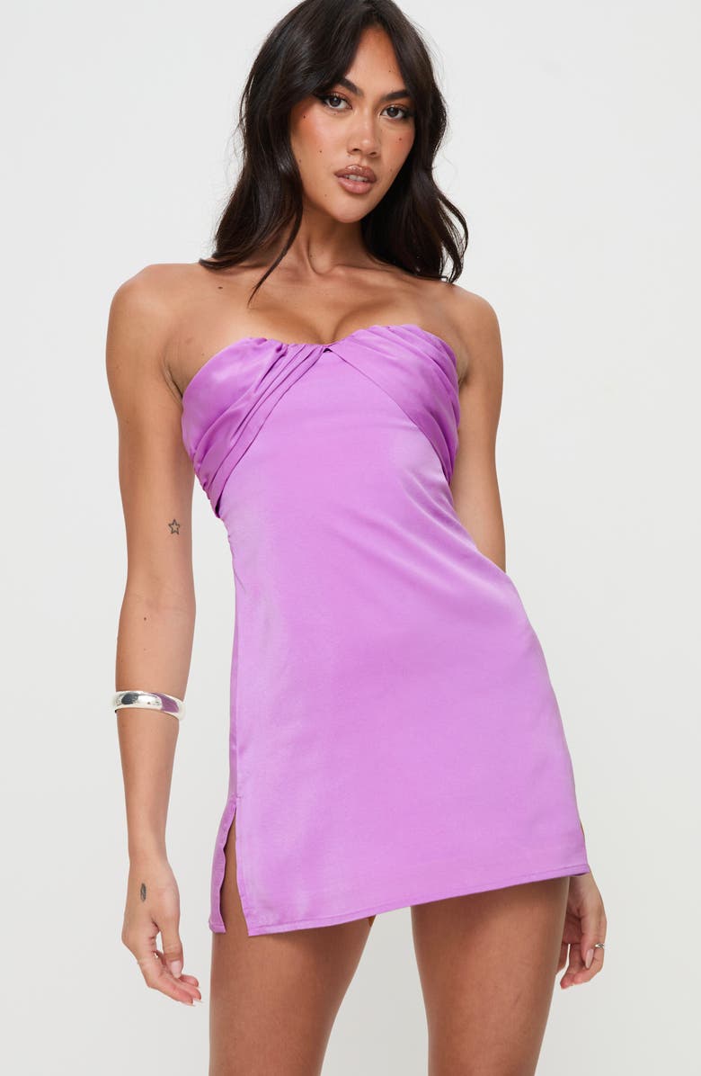 Princess Polly Irena Strapless Satin Minidress, Alternate, color, 