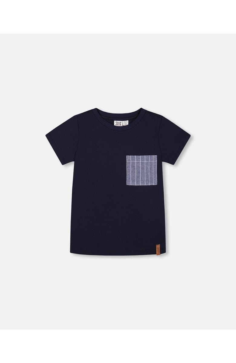 Deux par Deux Little Boy's Short Sleeve Tee With Pocket Navy Blue, Main, color, Navy Blue