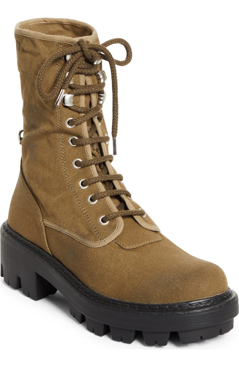 Prada Canvas Combat Boot, Main, color, Militare
