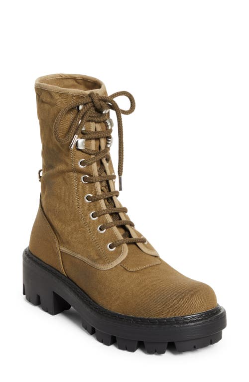 Prada Canvas Combat Boot In Green