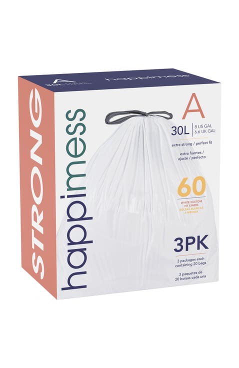 happimess 8-Gallon (30L) Drawstring Trash Can Liner,