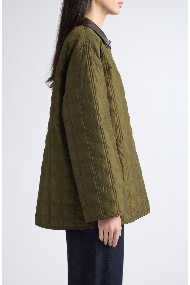 Reversible Quilted Down Twill Car Coat, Alternate, color, FOREST