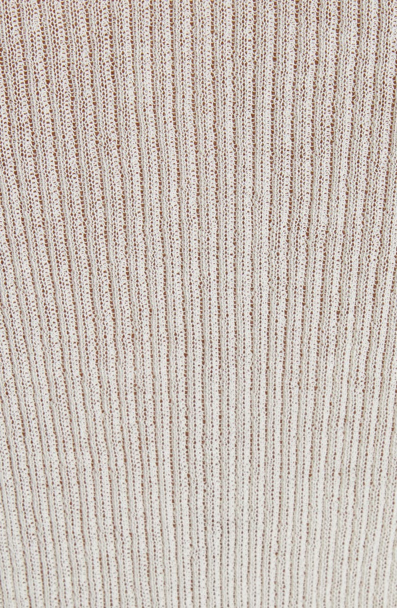 Moncler Long Sleeve Rib Polo Sweater, Alternate, color, White