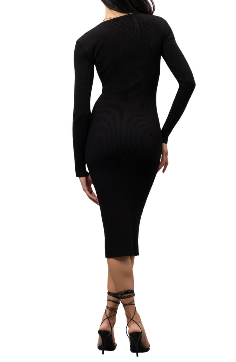 Blu Pepper Long Sleeve Rib Knit Midi Dress, Alternate, color, 