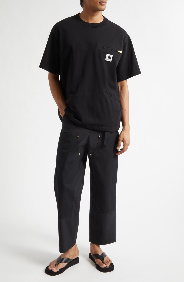 Sacai Carhartt WIP Cotton Jersey T-Shirt, Alternate, color, Black
