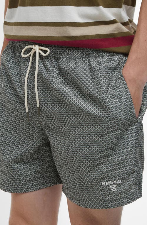 Barbour Shell Swim Trunks In Olive Green