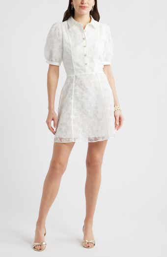 Floral Embroidered Puff Sleeve Minidress