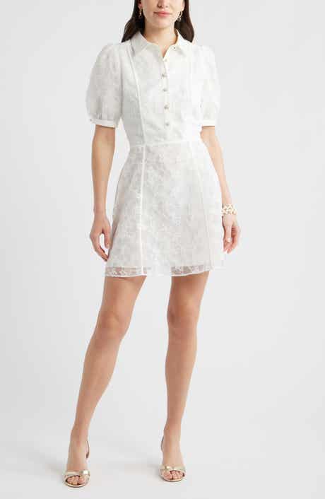 Floral Embroidered Puff Sleeve Minidress