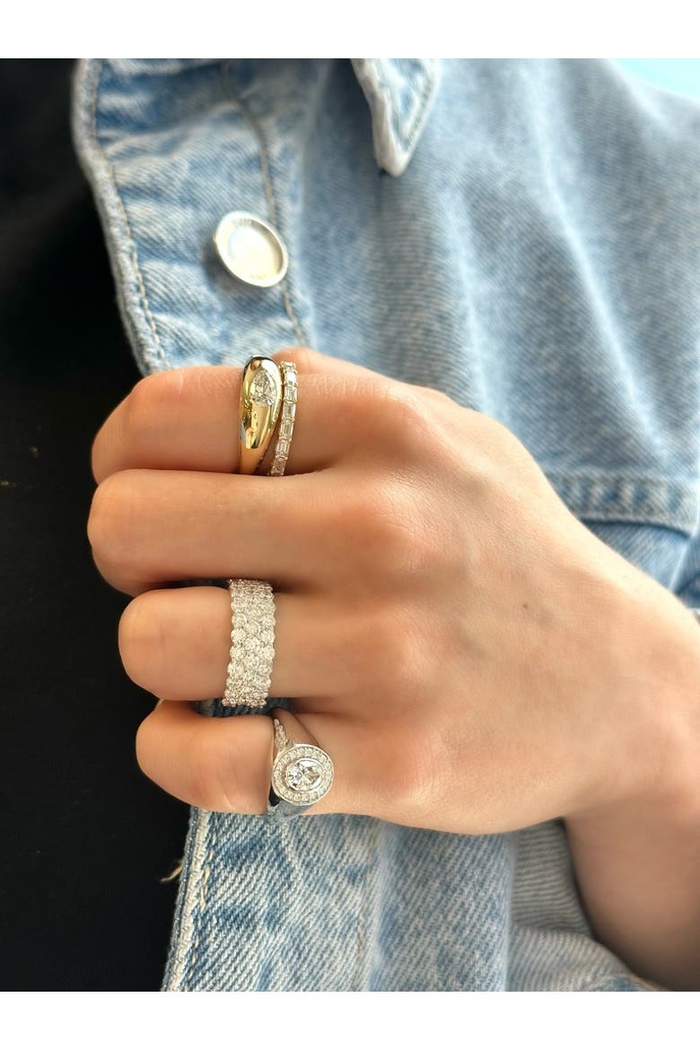 Three Row Half Cigar Band Lab Diamond Ring in 18K Gold, Alternate, color, White Gold