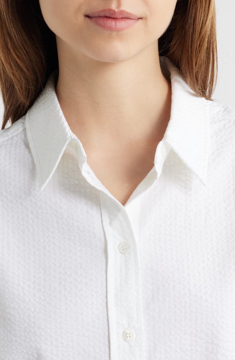 FRAME Cotton Seersucker Camp Shirt, Alternate, color, White