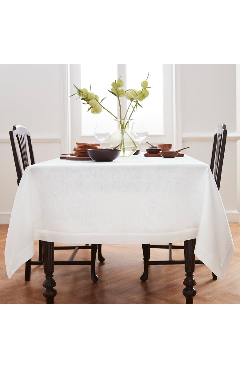Solino Home Linen Tablecloth for Dining Table, Holiday and Everyday Dining Table Decor - Diana, Main, color, White