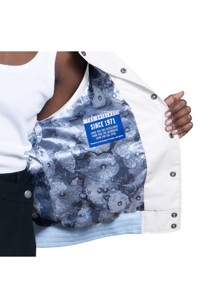 Women's Starter Light Blue/White New York Yankees Blitz Varsity Raglan Full-Snap Satin Jacket, Alternate, color, Light Blue