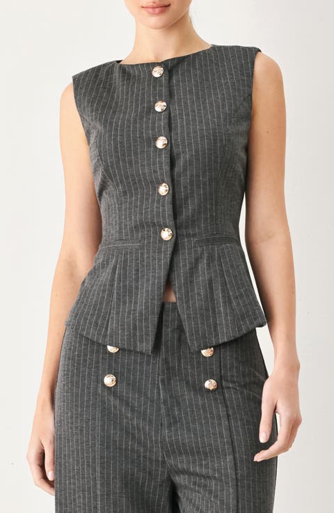 Pinstripe Peplum Vest