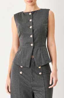 Pinstripe Peplum Vest