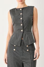 FREEMARKET Pinstripe Peplum Vest