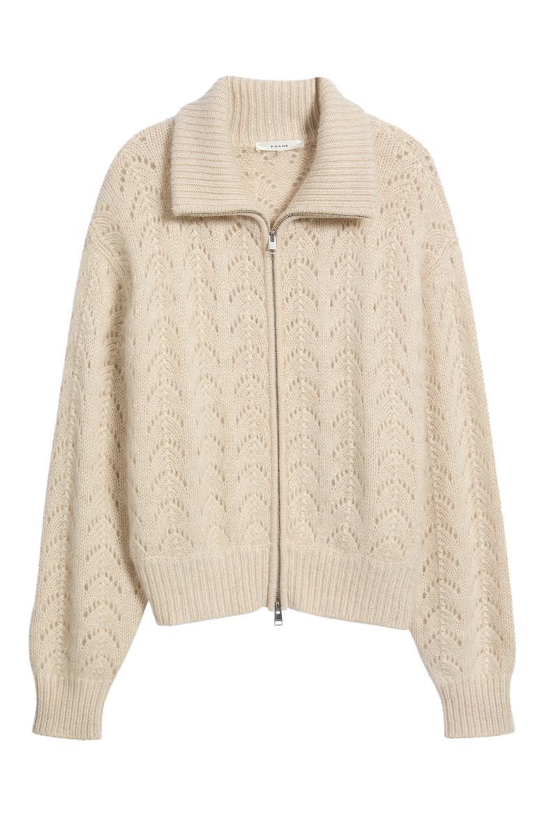 Airy Zip Cardigan, Alternate, color, BISCUIT