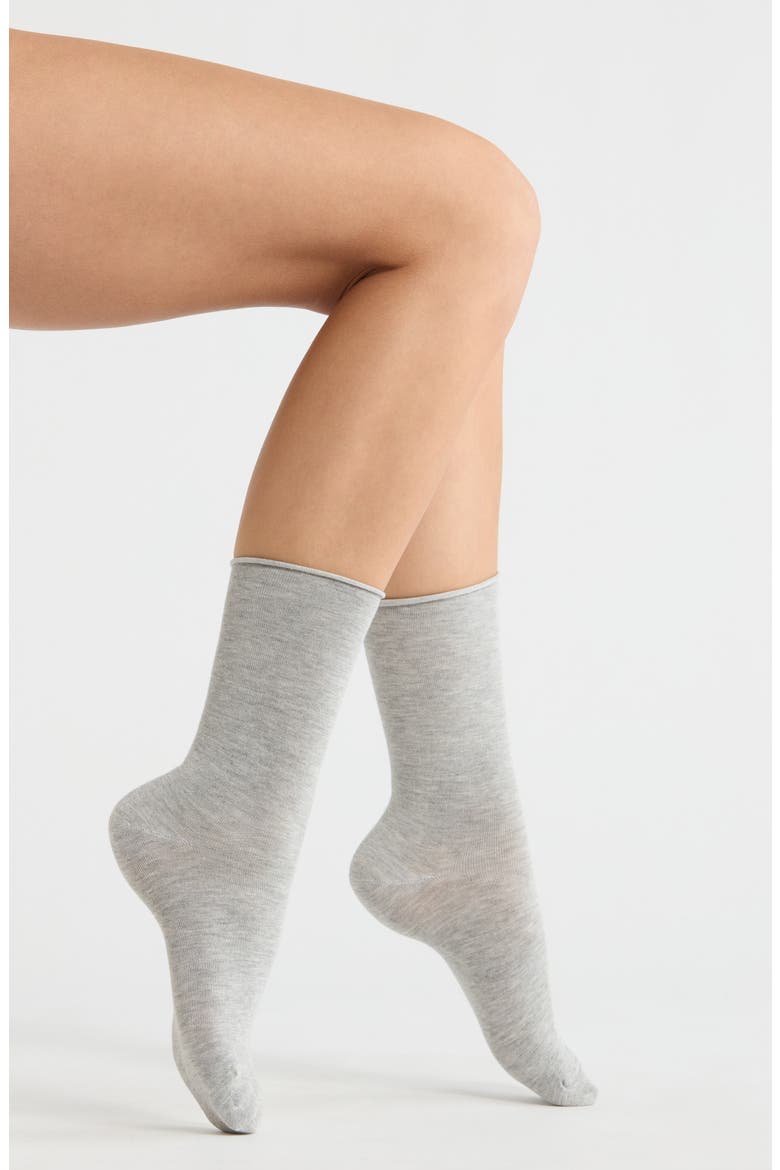 Everyday Rolltop Crew Socks, Main, color, GREY HEATHER