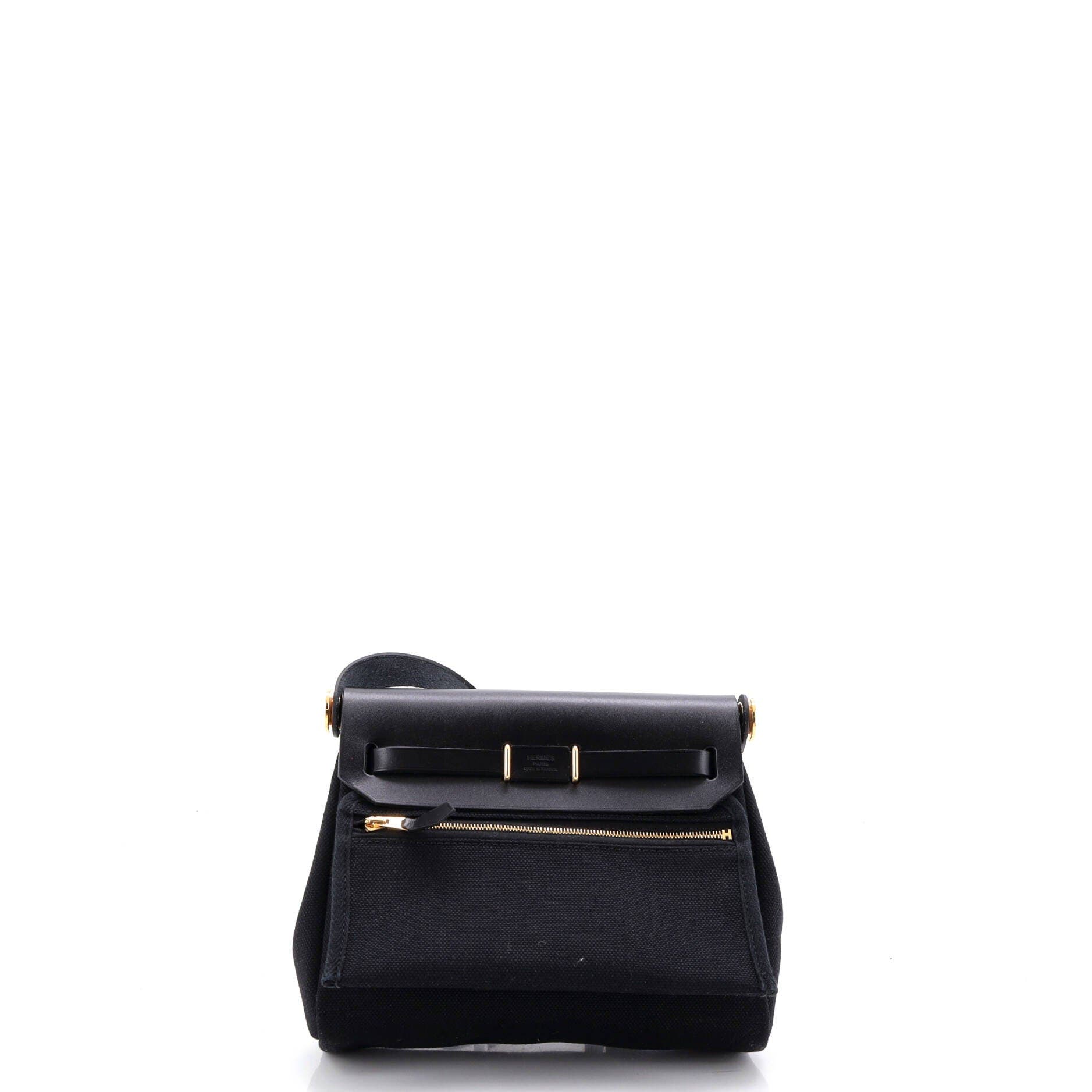 Pre-Owned Hermes Herbag Zip Toile and Leather 20, Alternate, color, Noir