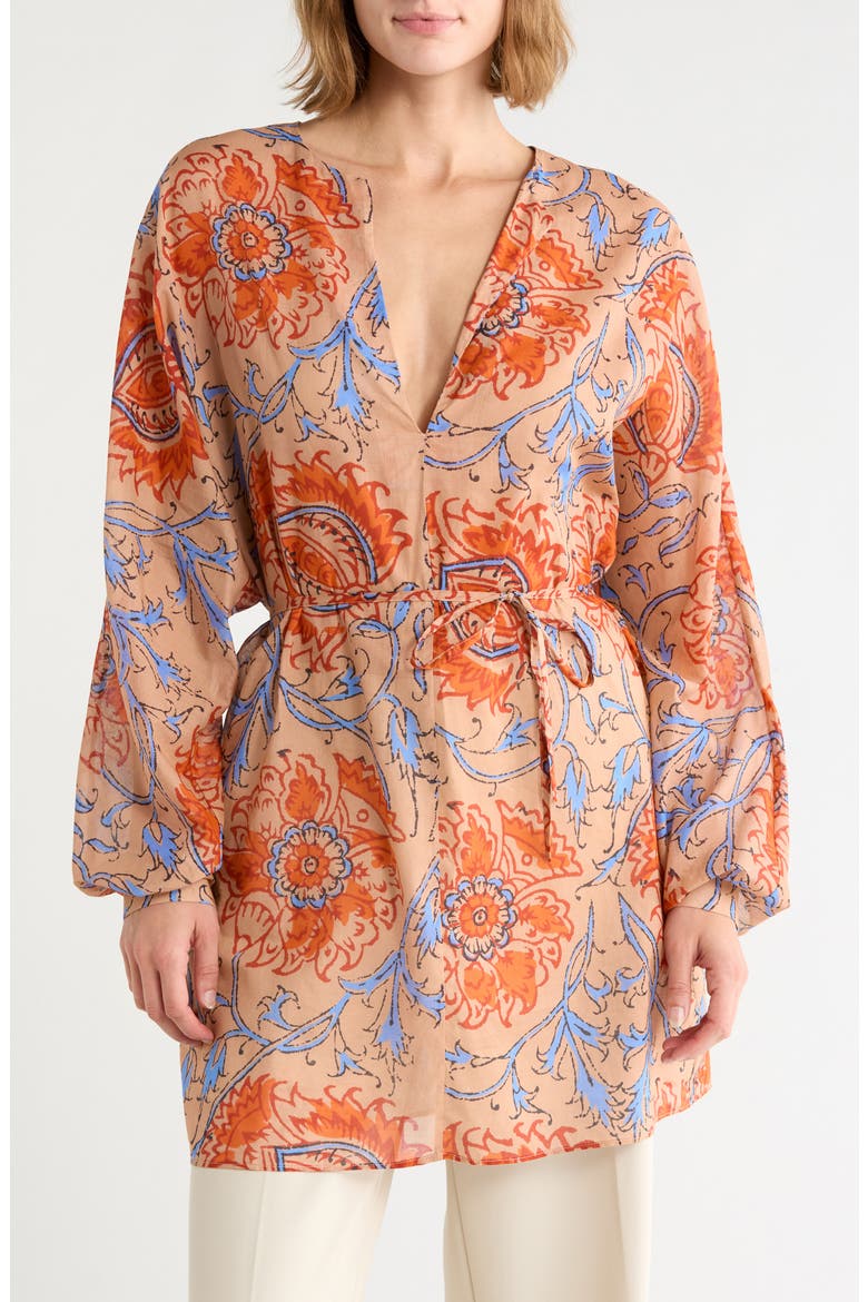 Print V-Neck Tunic, Main, color, ORANGE
