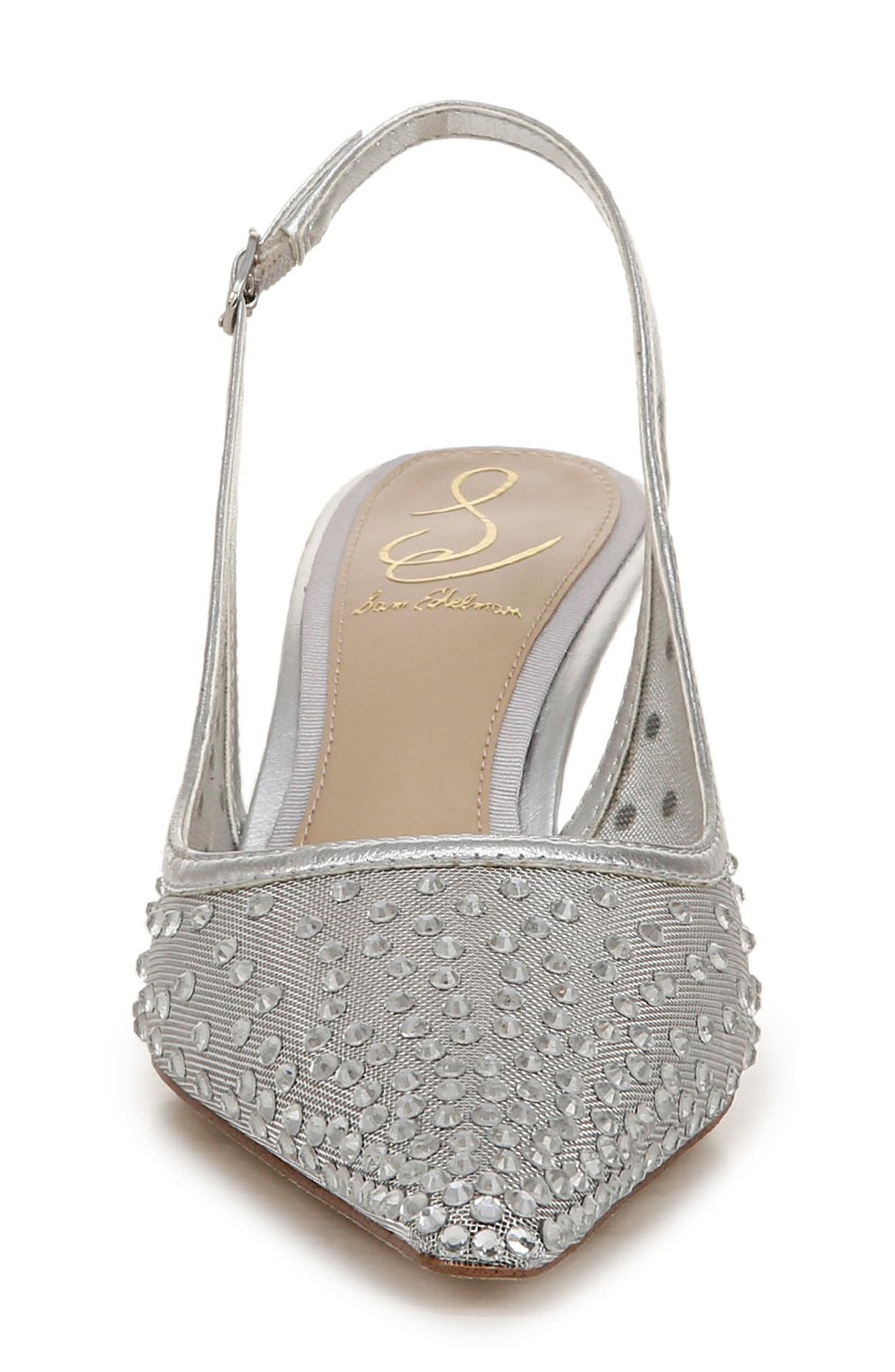 Sam Edelman Bianka Slingback Mesh Pointed Toe Pump, Alternate, color, Soft Silver