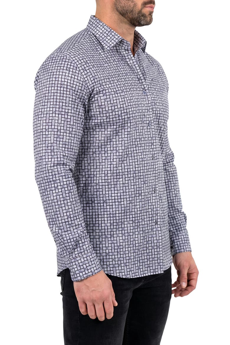 Fibonacci Contemporary Fit Button-Up Shirt, Alternate, color, BLACK
