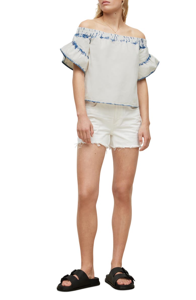AllSaints Adela Off the Shoulder Denim Top, Alternate, color, 