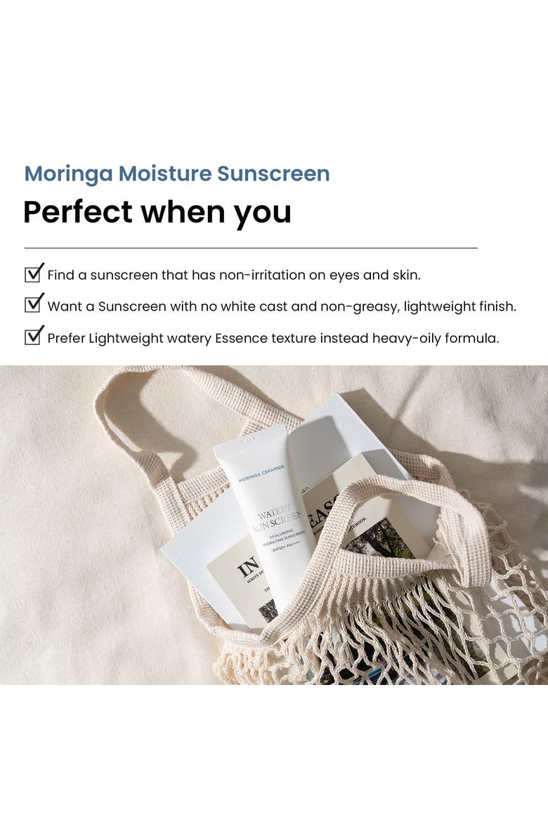 Moringa Ceramide Hyaluronic Acid Hydrating Watery Sunscreen 50ml, Alternate, color, White