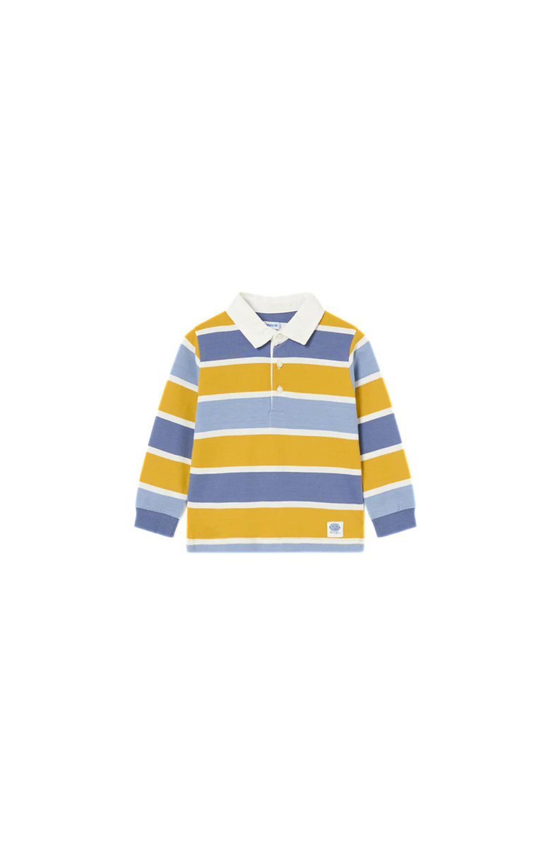 Mayoral Pollen Long Sleeve Stripe Polo, Main, color, Yellow