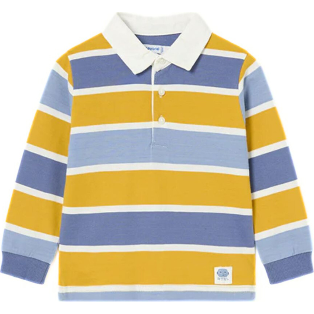 Mayoral Pollen Long Sleeve Stripe Polo In Yellow