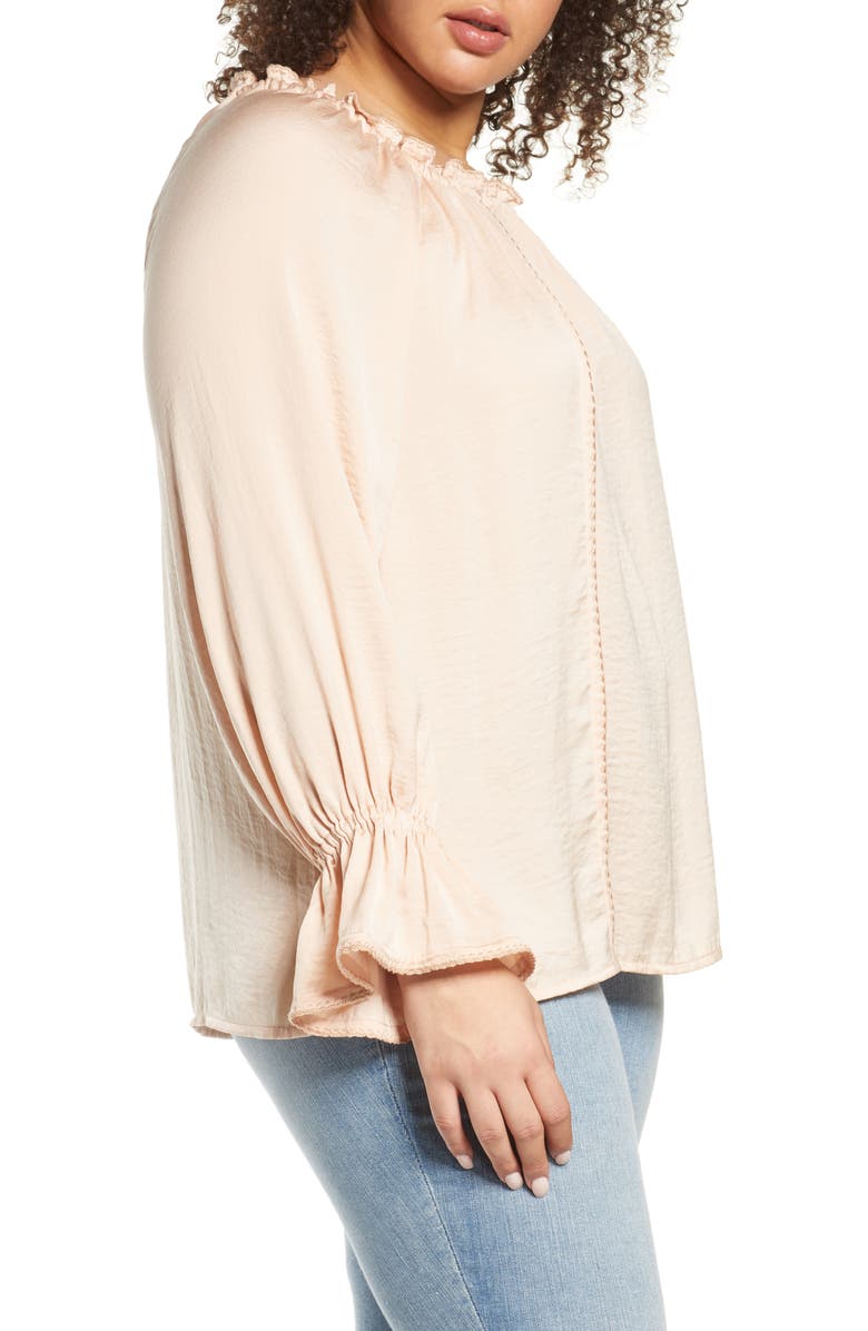 Single Thread Embroidery Trim Peasant Blouse, Alternate, color,