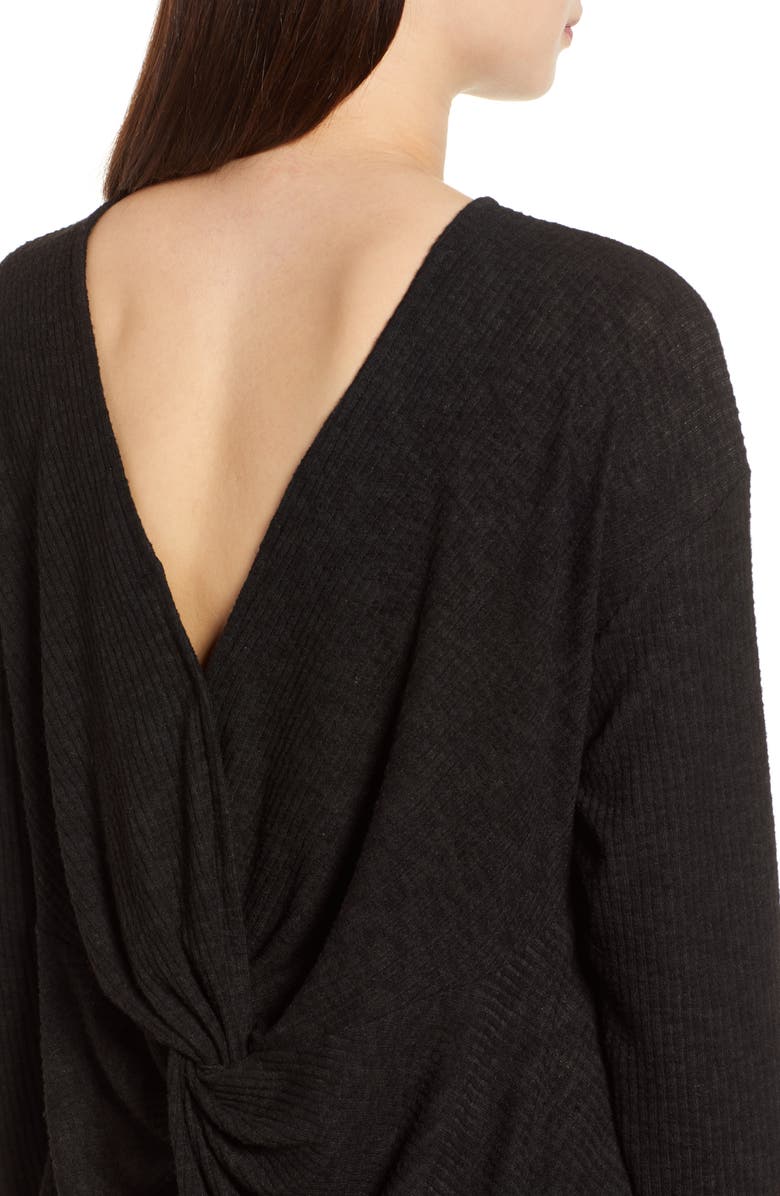 GIBSONLOOK Gibson Ribbed Cozy Fleece Twist Back Top, Alternate, color, 