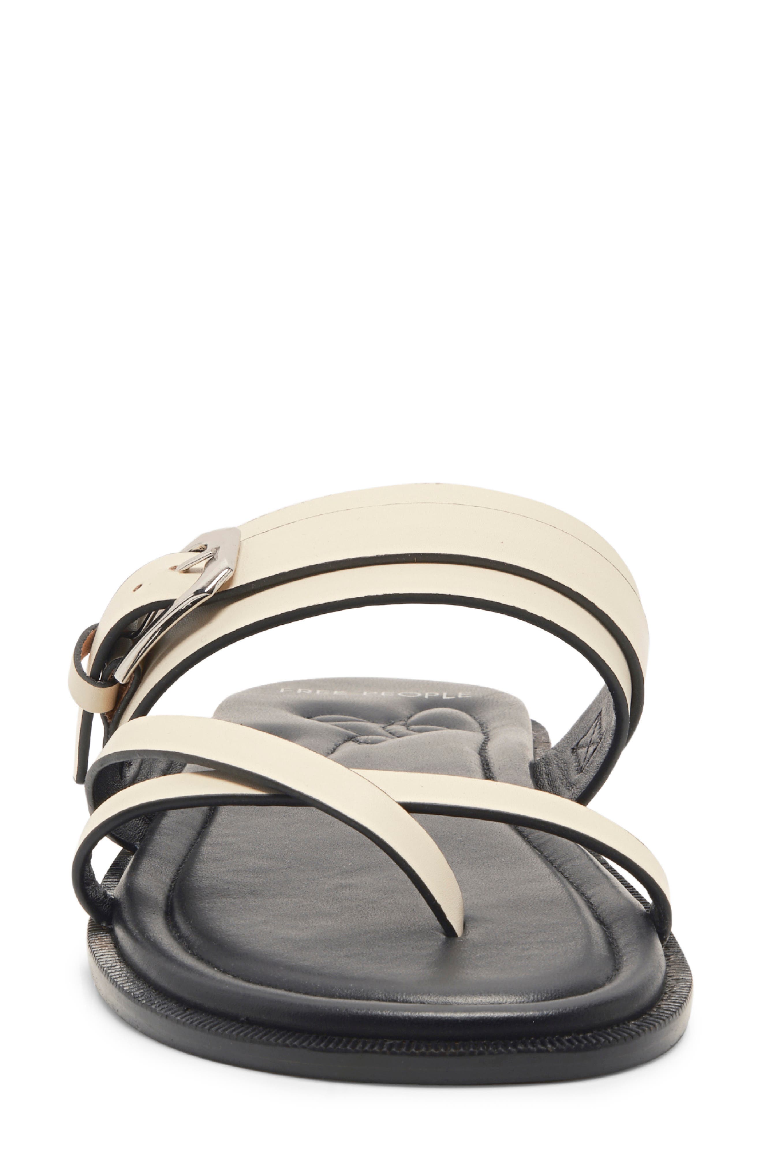 Belted Cross Strap Slide Sandal, Alternate, color, BONE LEATHER