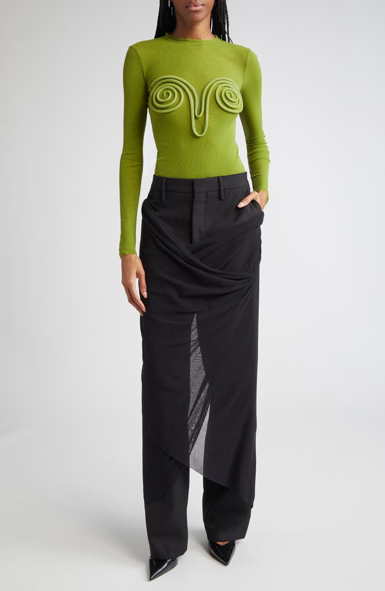 Jean Paul Gaultier Spiral Appliqué Mesh Top, Alternate, color,