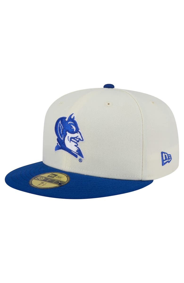 New Era Men's New Era Cream Duke Blue Devils Chrome 59FIFTY Fitted Hat, Alternate, color, 