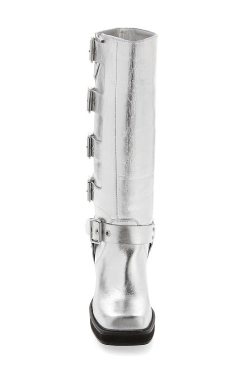 Azalea Wang Bronson Moto Boot In Silver