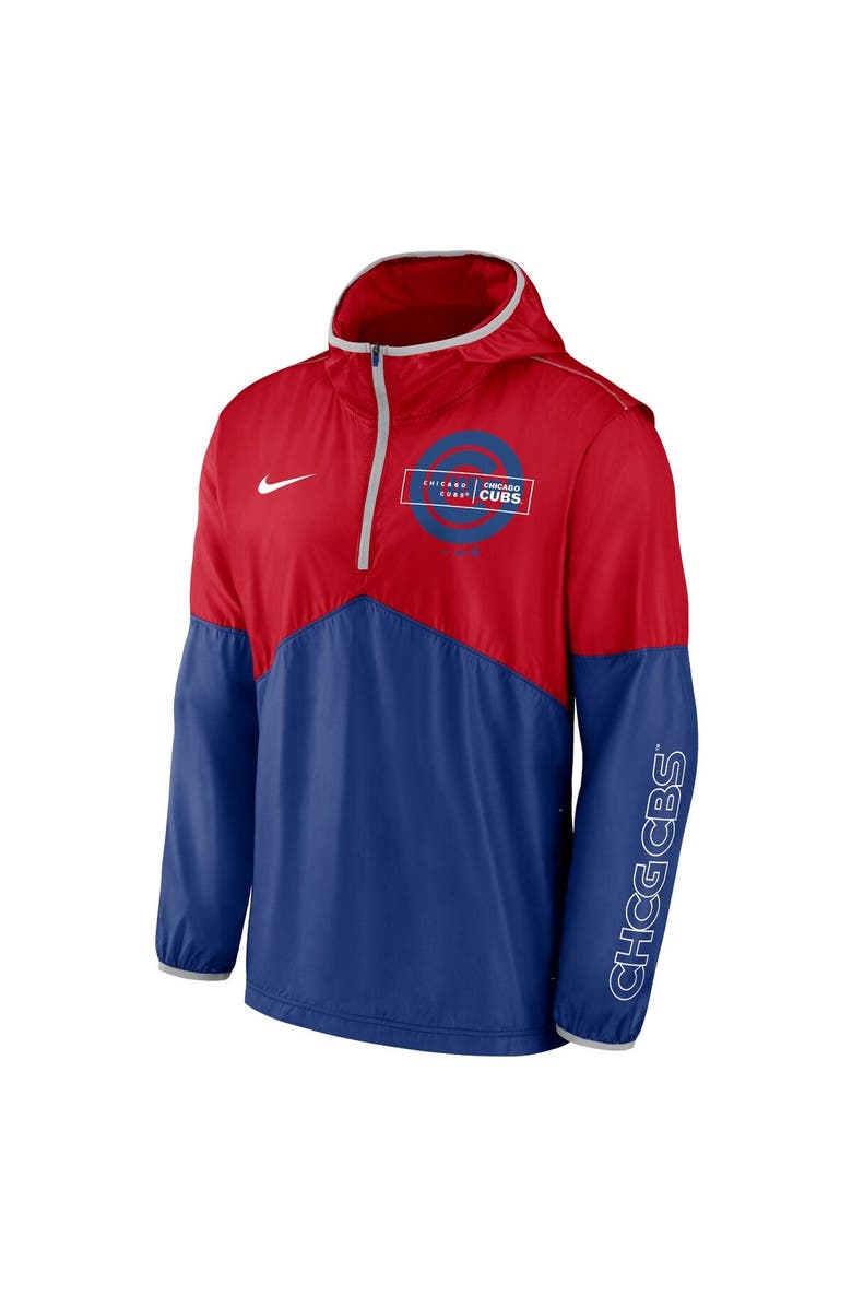 Nike Men's Nike Red/Royal Chicago Cubs Overview Half-Zip Hoodie Jacket, Alternate, color, 