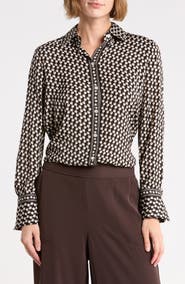 MAX STUDIO Print Button Front Blouse